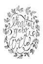 Illustrate your world black and white vector calligraphy poster. beautiful lettering typography print with a herbal ink wreath Royalty Free Stock Photo
